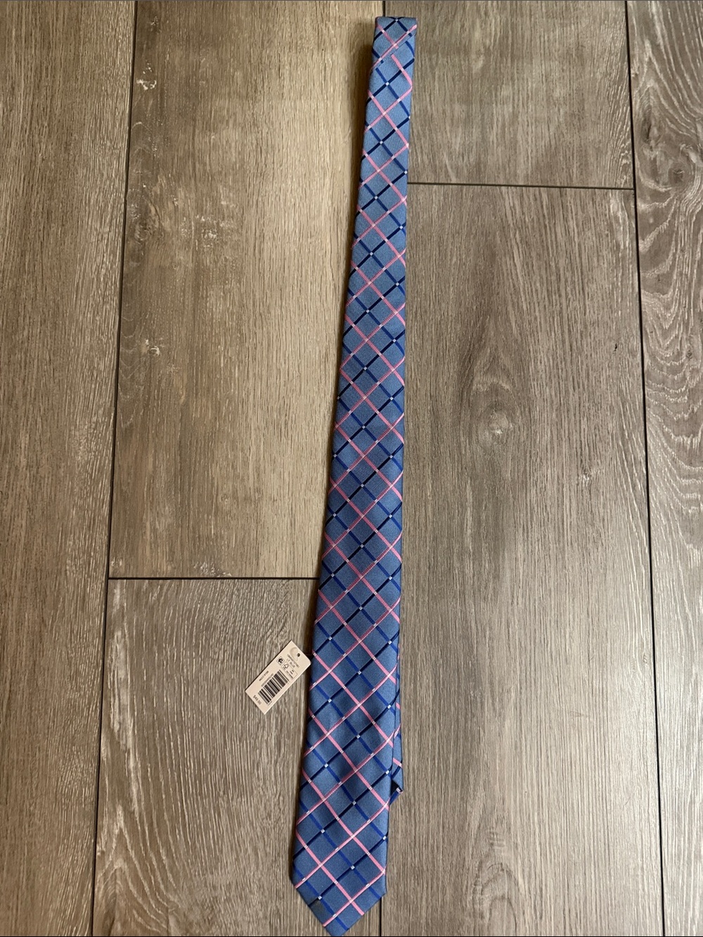 Izod Blue Plaid Tie with Pink Grid